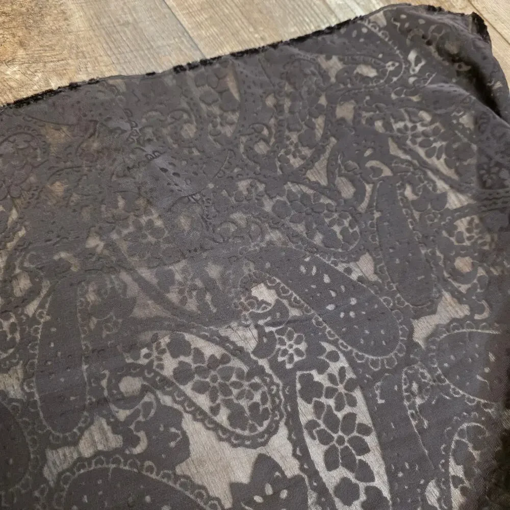 Velvet Burnout Scarf Shawl Goth Paisley Sheer Wrap Whimsigoth Festival Boho Silk